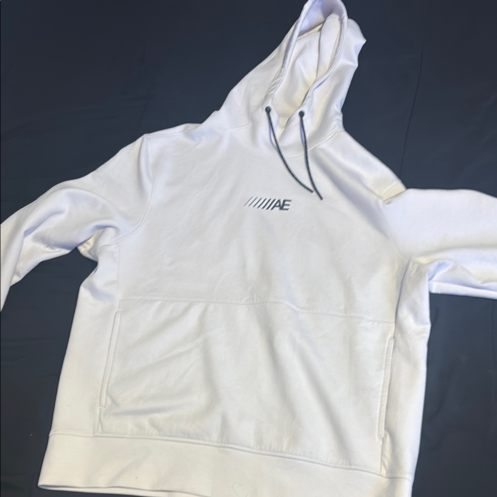 American Eagle Outfitters White Pullover Hoodie with Logo